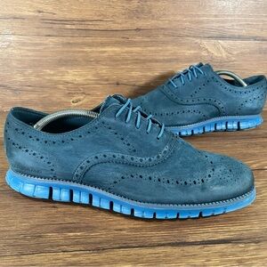 COLE HAAN ZeroGrand Blue Suede Wingtips Dress Shoes Men’s Size 11 Oxford Sneaker
